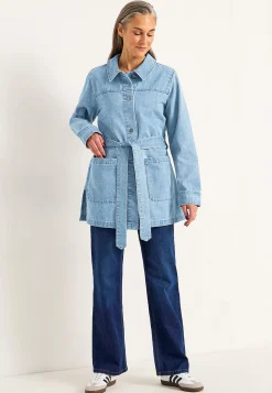 Jeansjakke med bindebånd