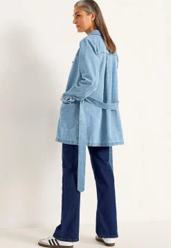 Jeansjakke med bindebånd