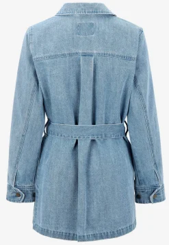 Jeansjakke med bindebånd