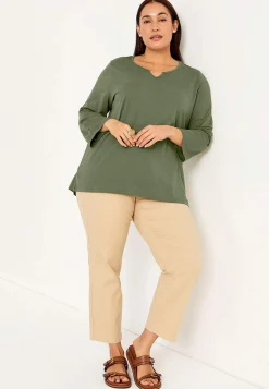 Jerseytop med 3/4 lange ærmer