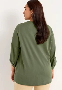 Jerseytop med 3/4 lange ærmer