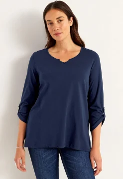 Jerseytop med 3/4 lange ærmer