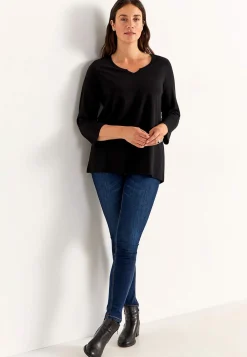 Jerseytop med 3/4 lange ærmer