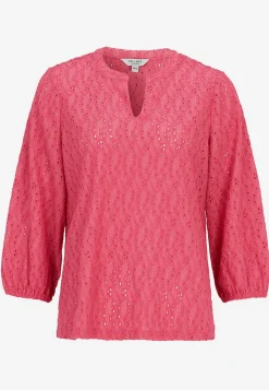 Jerseytop med broderet hulmønster