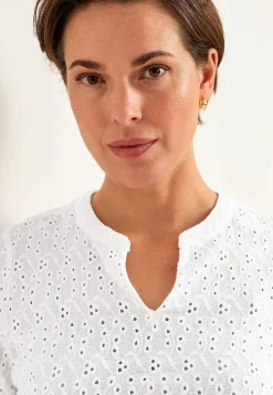 Jerseytop med broderet hulmønster | Cellbes