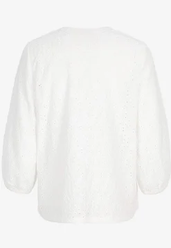 Jerseytop med broderet hulmønster | Cellbes