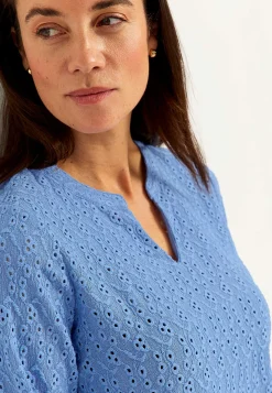 Jerseytop med broderet hulmønster | Cellbes