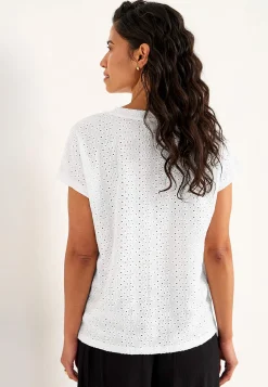 Jerseytop med hulbroderi