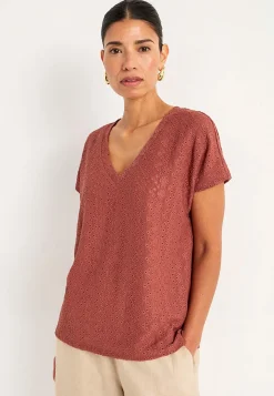 Jerseytop med hulbroderi