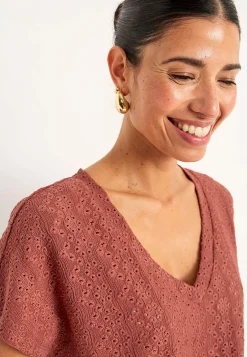 Jerseytop med hulbroderi