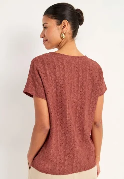 Jerseytop med hulbroderi