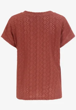 Jerseytop med hulbroderi