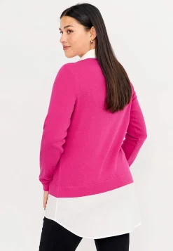 Jerseytop med syet skjorte krave