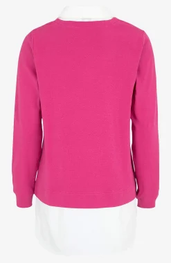 Jerseytop med syet skjorte krave