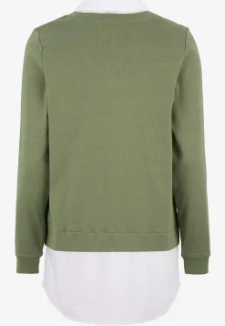 Jerseytop med syet skjorte krave