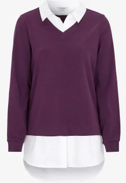 Jerseytop med syet skjorte krave