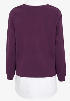 Jerseytop med syet skjorte krave