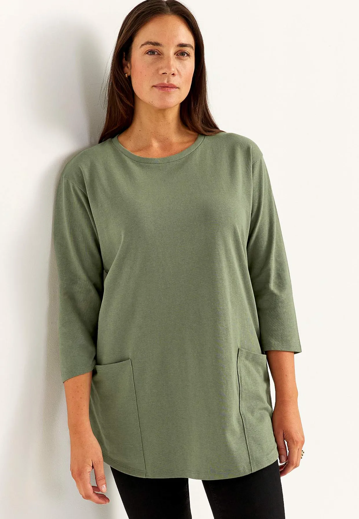 Jerseytunika i økologisk bomuld med lommer