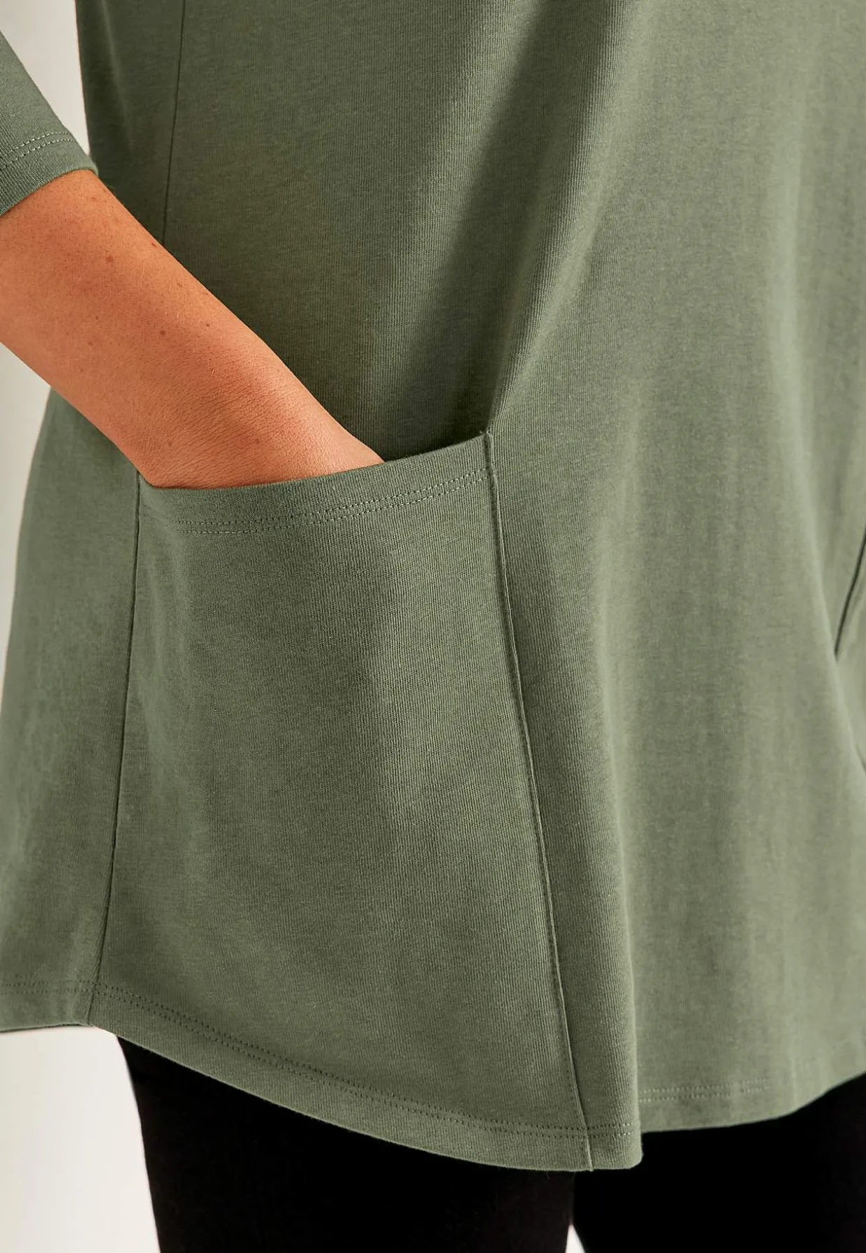 Jerseytunika i økologisk bomuld med lommer