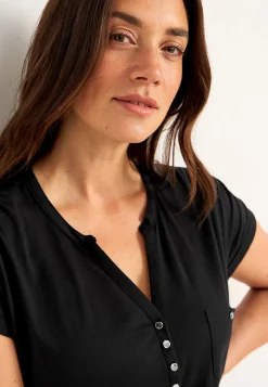 Jerseytunika i modalmiks med metalknapper