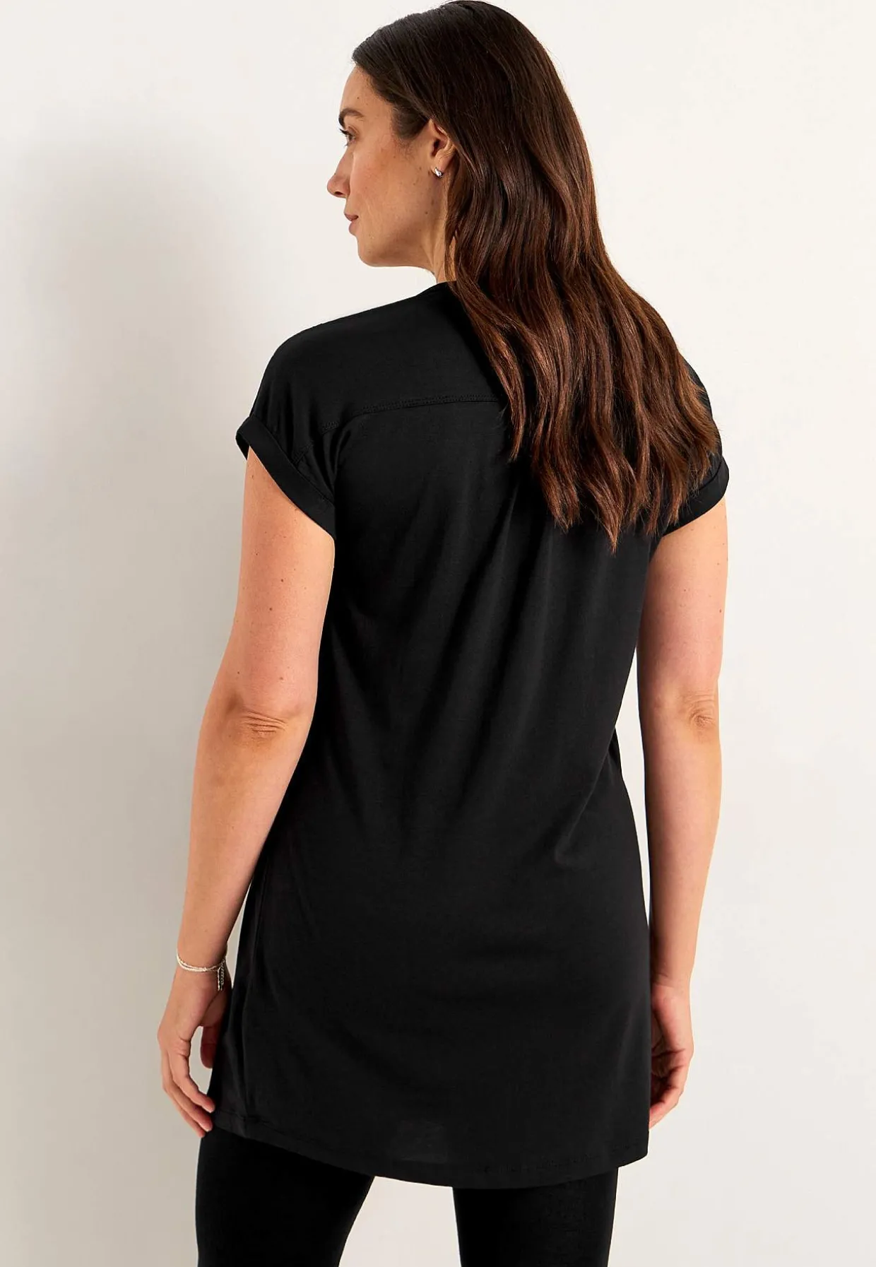 Jerseytunika i modalmiks med metalknapper