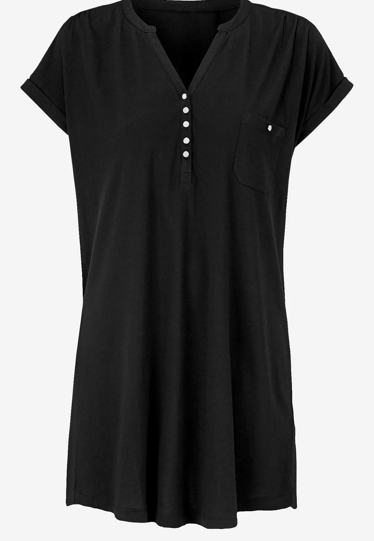 Jerseytunika i modalmiks med metalknapper