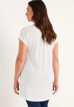 Jerseytunika i modalmiks med metalknapper