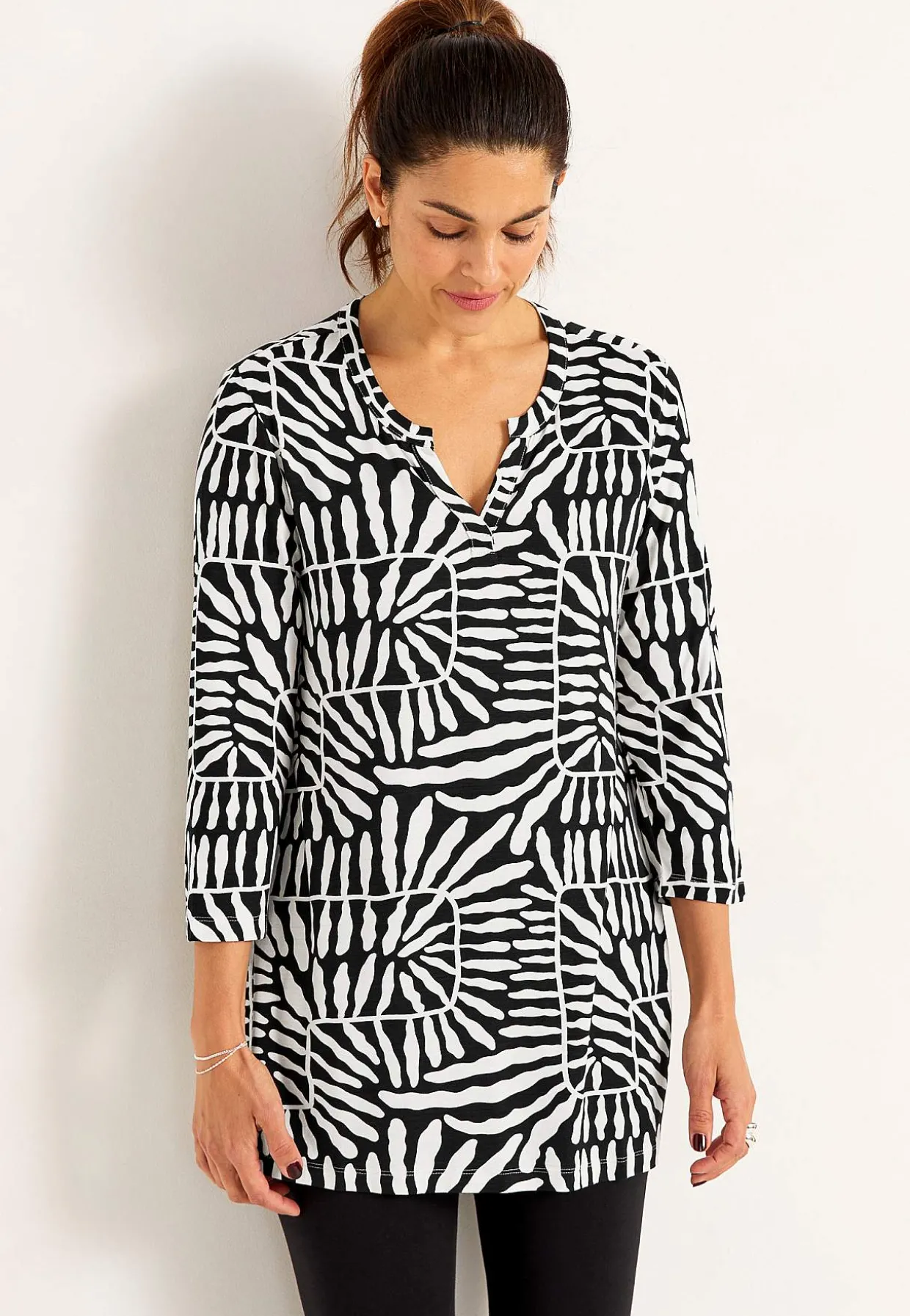 Jerseytunika med 3/4 ærme