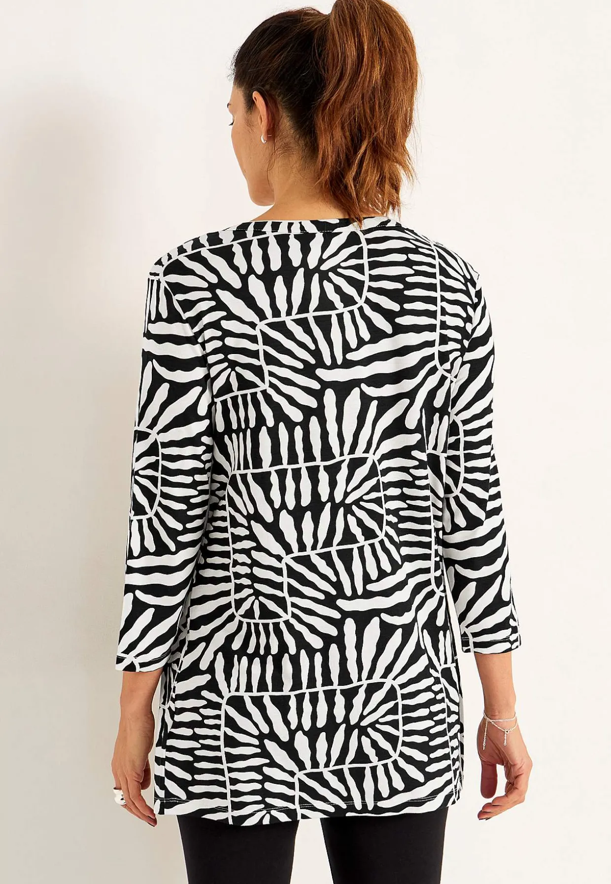 Jerseytunika med 3/4 ærme