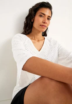 Jerseytunika med hulbroderi