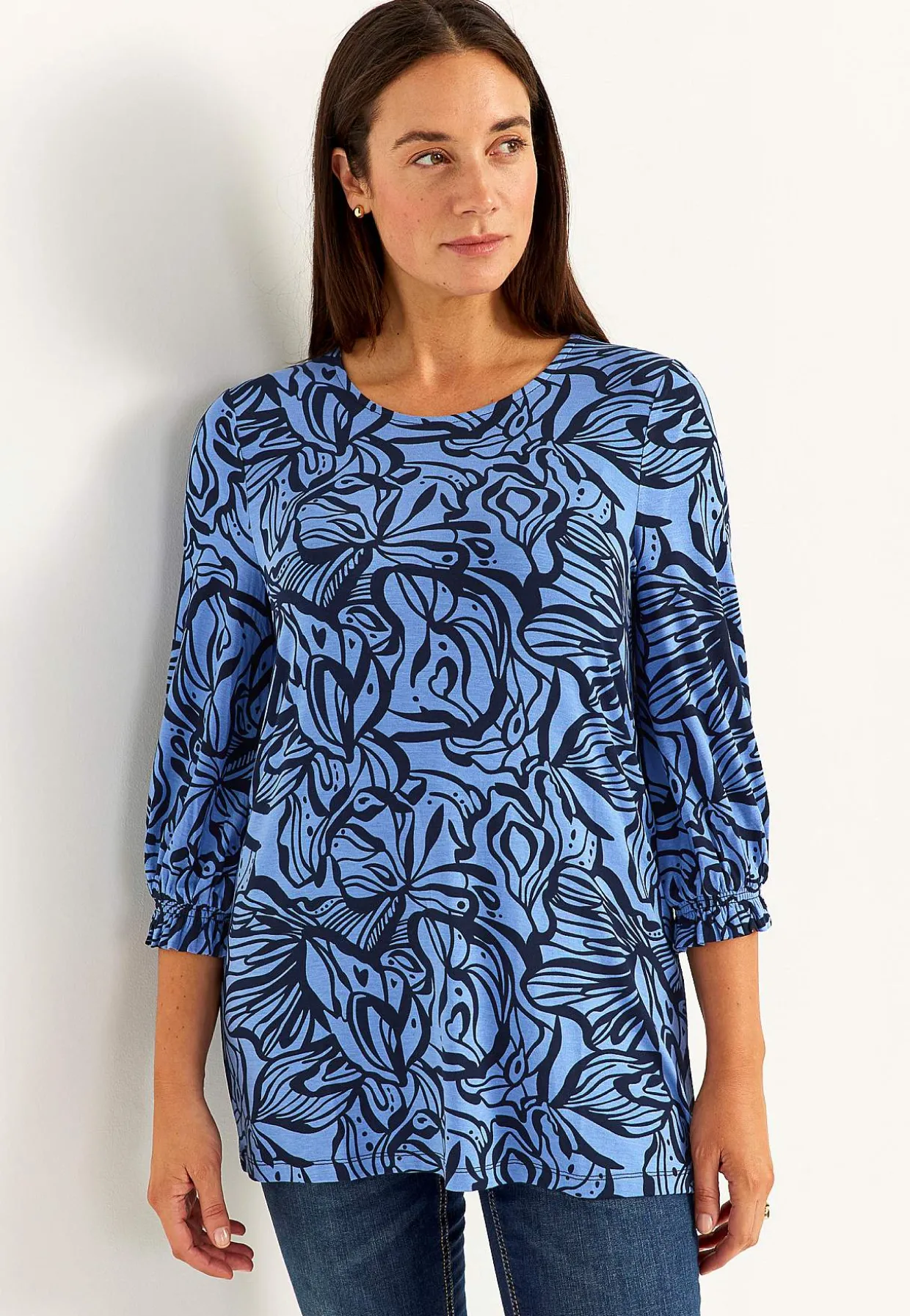 Jerseytunika med smockdetalje