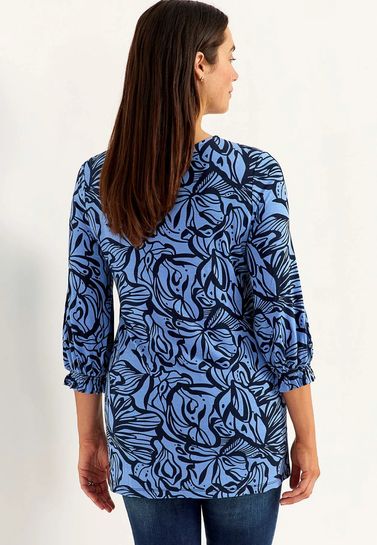 Jerseytunika med smockdetalje