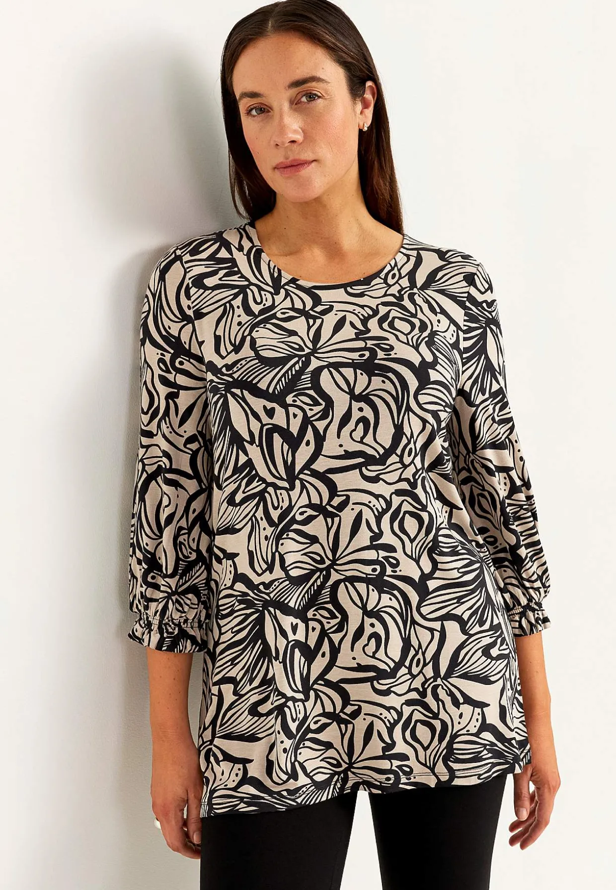 Jerseytunika med smockdetalje