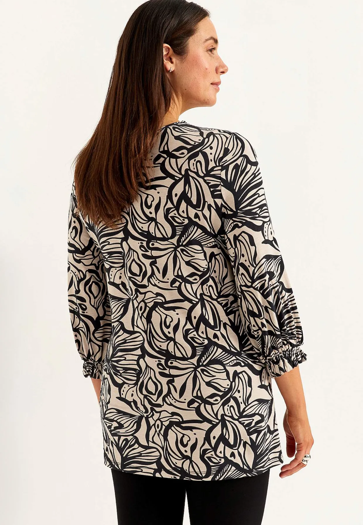 Jerseytunika med smockdetalje