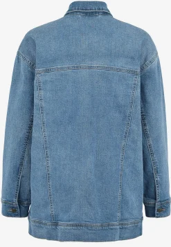 Lang jeansjakke med stræk