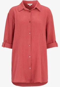 Lang skjorte i rynket bomuld