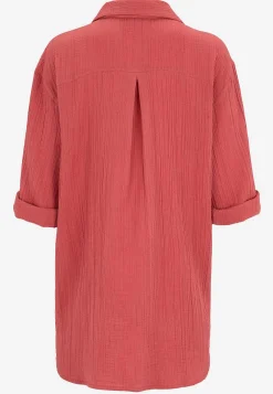 Lang skjorte i rynket bomuld