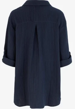 Lang skjorte i rynket bomuld