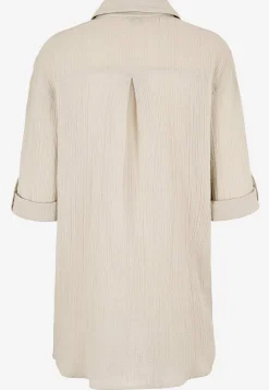 Lang skjorte i rynket bomuld