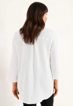 Lang skjorte i rynket bomuld