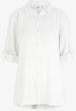 Lang skjorte i rynket bomuld