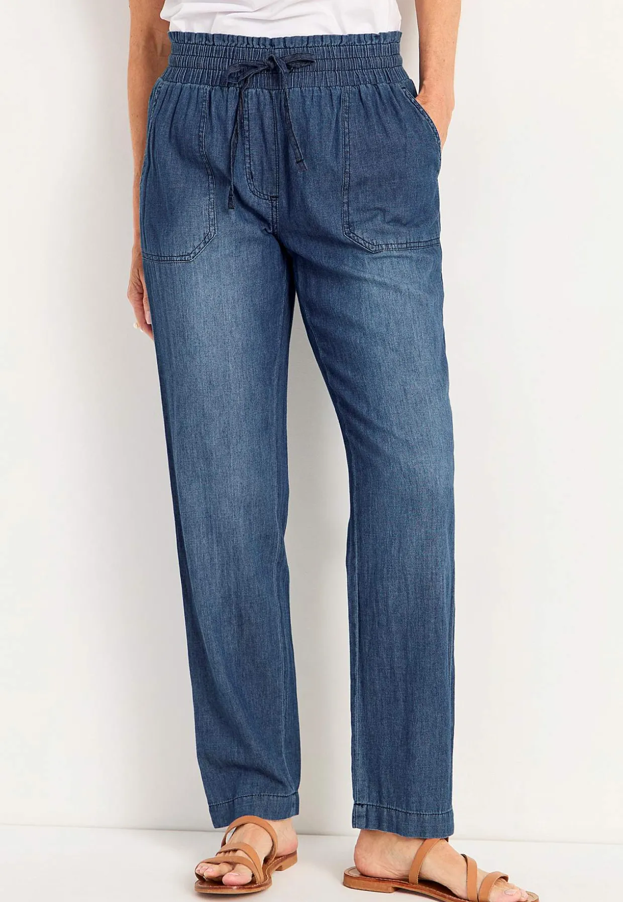 Lange bukser i blødvasket denim