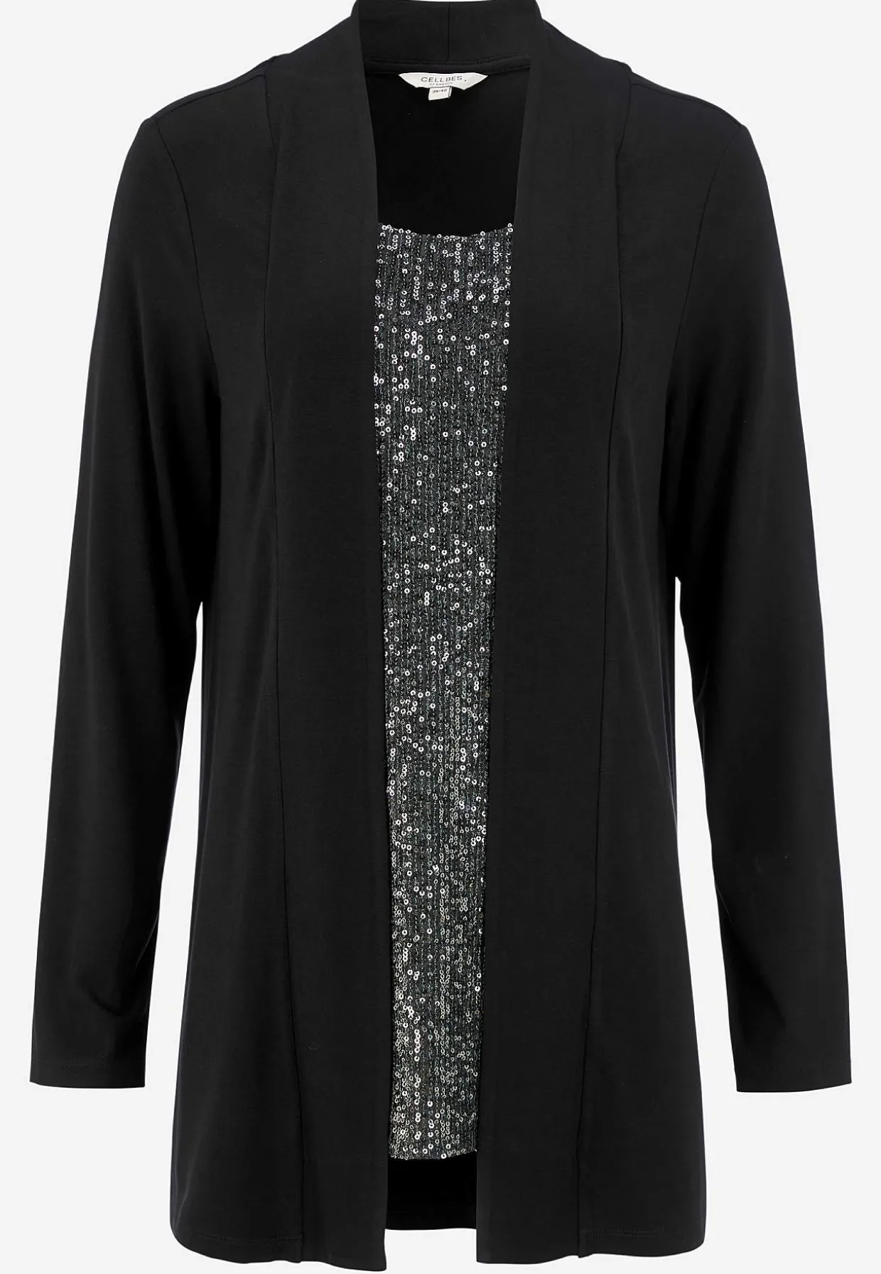 Langærmet 2-i-1-top med pailleter