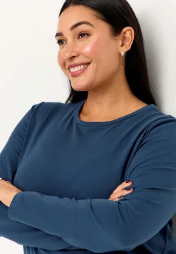 Langærmet jerseytop i økologisk bomuld