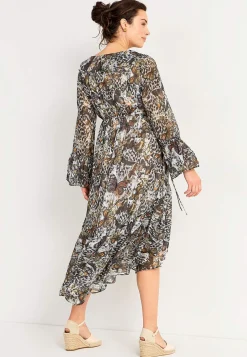 Mønstret chiffon kjole