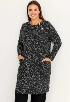 Mønstret jerseykjole med lommer