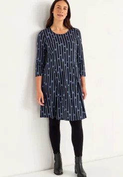 Mønstret jerseykjole med lommer