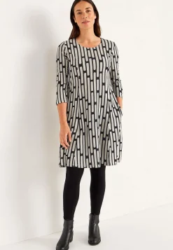 Mønstret jerseykjole med lommer