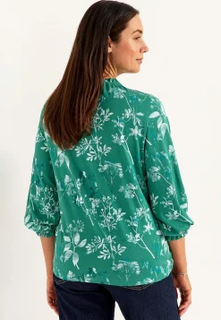 Mønstret jerseytop med flæsekant