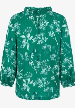 Mønstret jerseytop med flæsekant